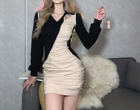 #Sisjuly#欧美时尚设计御姐风镂空拼...