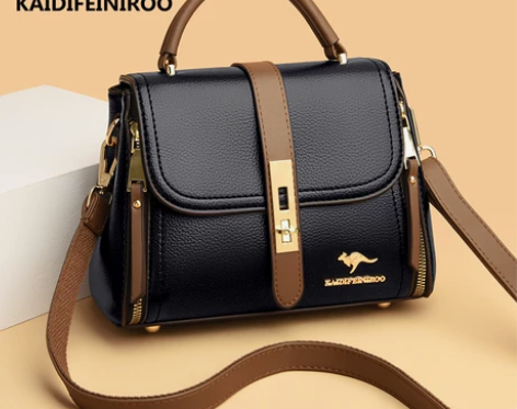 袋鼠真皮女包2022新款时尚百搭单肩斜挎包...