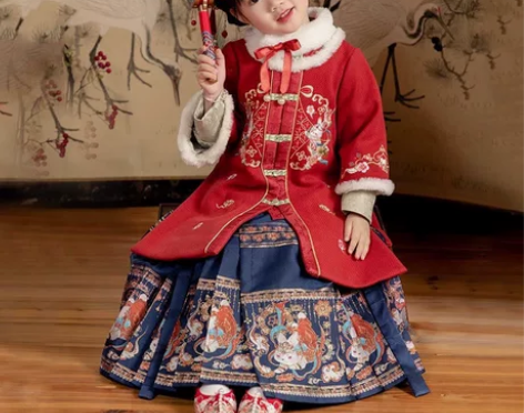 萌乎.金玉女童马面裙冬款儿童汉服明制古风新...