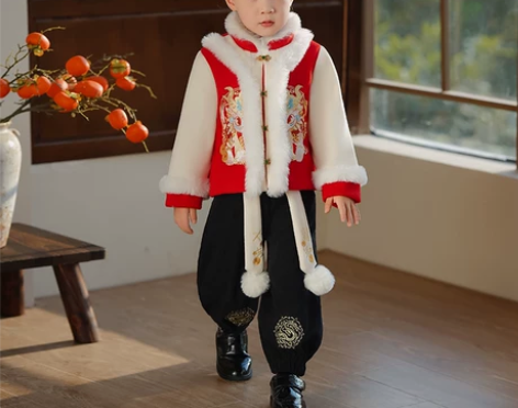 娜笔小新，原创儿童宝宝汉服中国风，男女童秋...