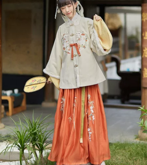 【十三余小豆蔻儿】[柿柿如意]交领短袄方领...