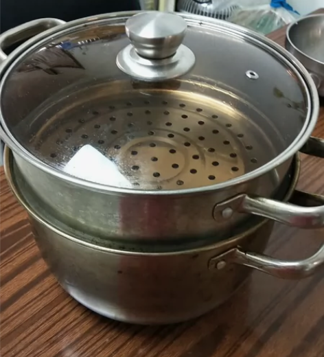 闲置24cm双层带蒸屉多功能食品级304不...