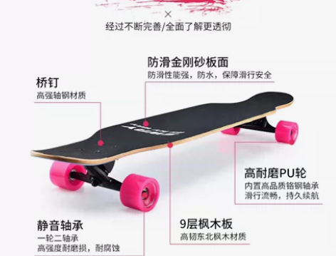 sway斯威专业长翘长板滑板，成人女生刷街...