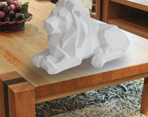 北欧风格树脂工艺品百兽之王切面狮子摆件办公...