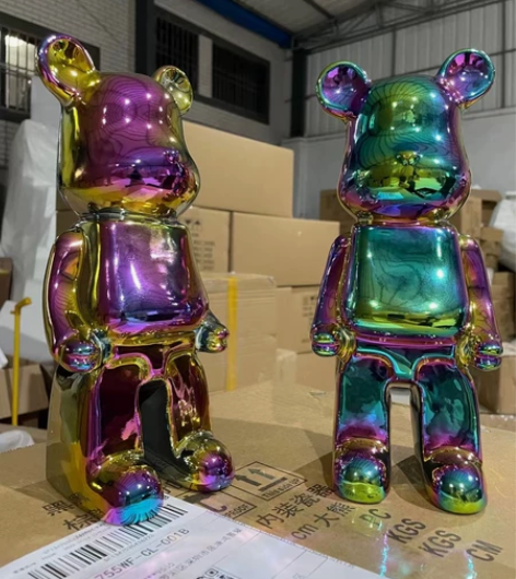 【新品特价包邮】电镀镜面暴力熊摆件KAWS...