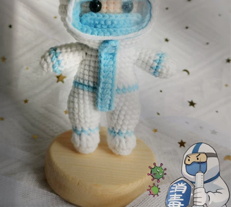 纯手工钩针编织医护防疫抗疫大白志愿者纪念品...