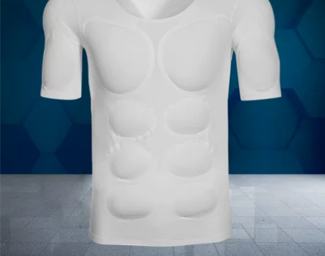 新塑型无痕假肌肉内衣服男士t恤垫肩隐形仿真...