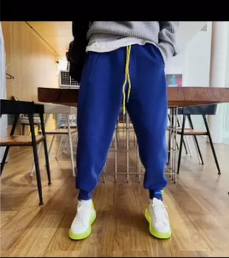 全新！秋冬季男士加绒加厚休闲裤束脚裤子九分...