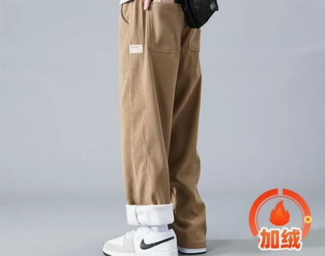 加绒加厚灯芯绒裤子男款秋冬季新款加绒加厚直...