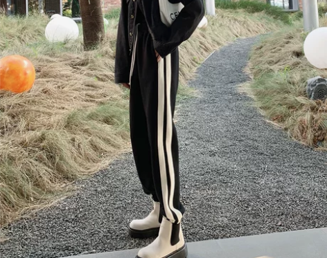 运动裤女宽松束脚秋冬季加绒外穿加厚直筒休闲...