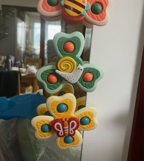 澳乐儿童玩具会转动昆虫吸盘转转旋转陀螺卡通...