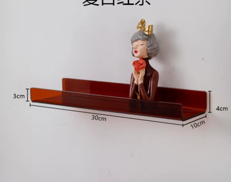 亚克力挂墙置物架免打孔悬挂客厅浴室墙上一字...