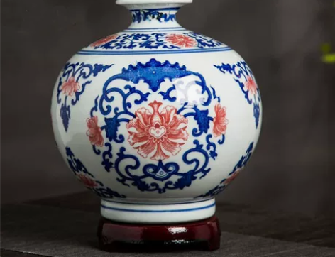 捡漏全新闲置青花釉里红石榴瓶瓷瓶景德镇陶瓷...