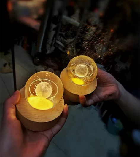 春节礼品生日礼物送女友水晶球发光太阳系摆件...