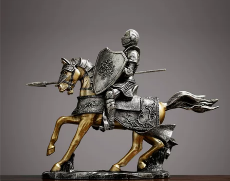 北欧轻奢铠甲骑士马到成功摆件创意中式客厅办...