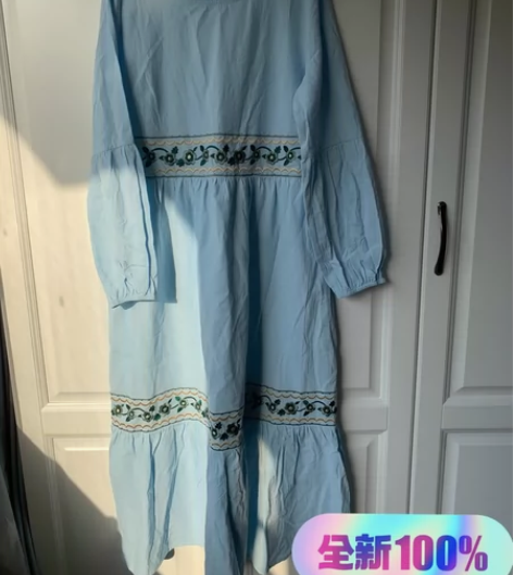 棉麻森系民族风刺绣oversize长裙大码...