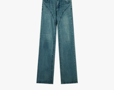 港味复古水洗牛仔微喇裤裤子女春季新款辣妹高...