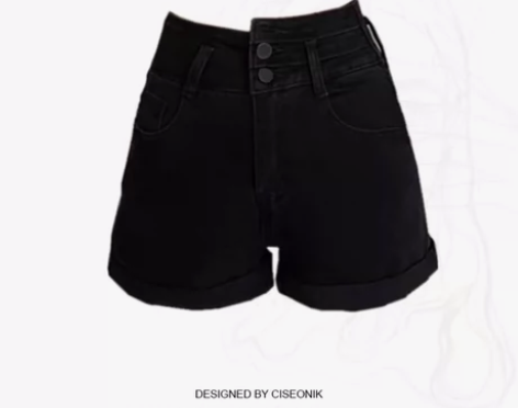 大码胖妹妹美式复古黑色不规则牛仔裤女高腰A...