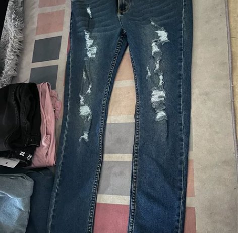 牛仔裤男夏季反季长裤破洞外贸出口，尺寸如图...