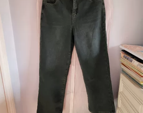 冬季百搭时尚加绒牛仔阔腿裤 正品全新，黑蓝...