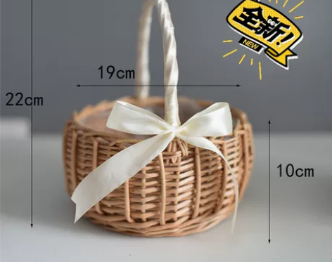 编织花篮手提花童手工天然插花篮竹编装饰编花...