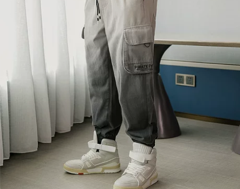 韦恩泽维尔加肥加大工装宽松大码松紧腰渐变吊...