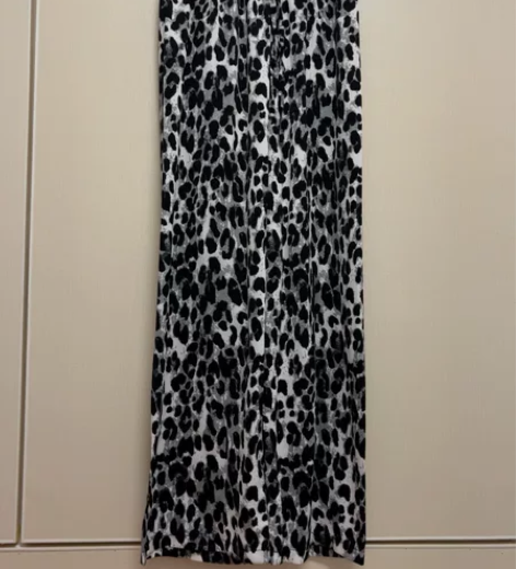 豹纹阔腿裤女垂感薄款凉凉宽松直筒长裤子 感...