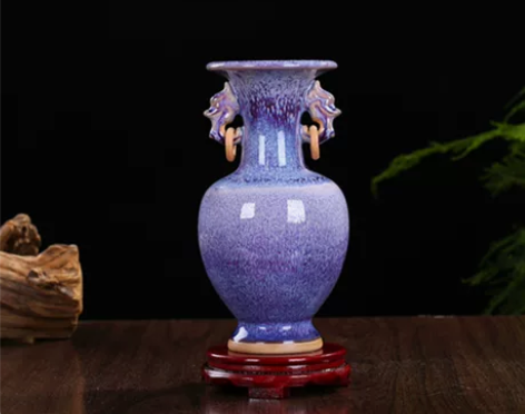 景德镇陶瓷器仿古钧瓷开片小花瓶现代家居客厅...