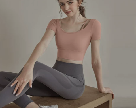 ?瑜伽服女带胸垫跑步运动短袖上衣 高级感夏...