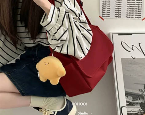 YOHOO!/ins韩风简约纯色百搭日系斜...