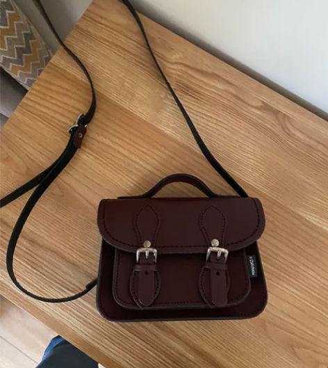 zatchels真皮小号剑桥包邮差包浆果色...