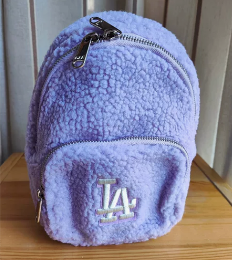 紫色羊羔毛运动双肩包，运动包，小号，不退不...