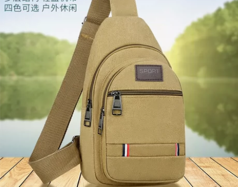 夏季新款美团饿了么外卖骑手骑行包男胸包帆布...