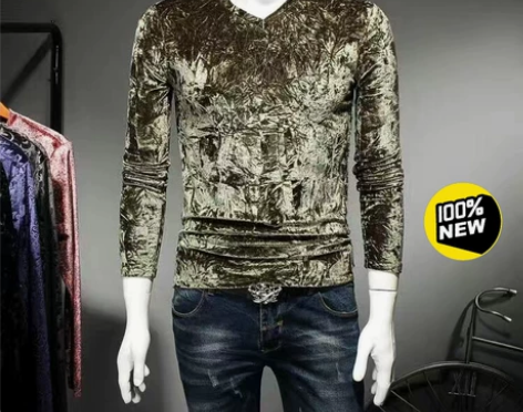 时尚帅气又有气质！新款修身长袖T恤韩版V领...