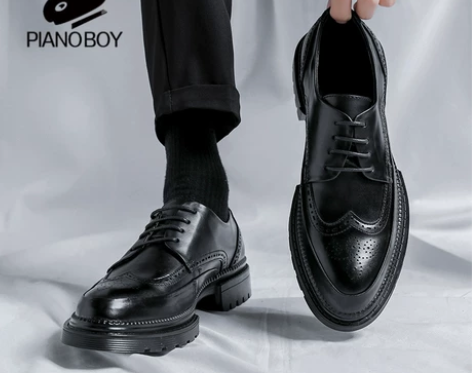 布洛克皮鞋男夏季透气正装商务休闲高级感英伦...