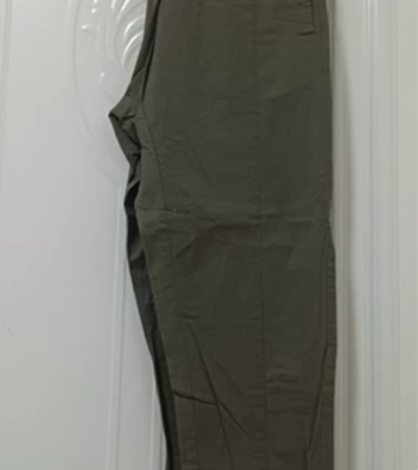 卡其绿色 工装 2粒扣 后腰松紧 高腰 ...