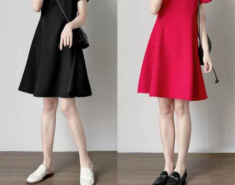 法式小黑裙 立体裁剪 垂顺不易皱 女士连衣...