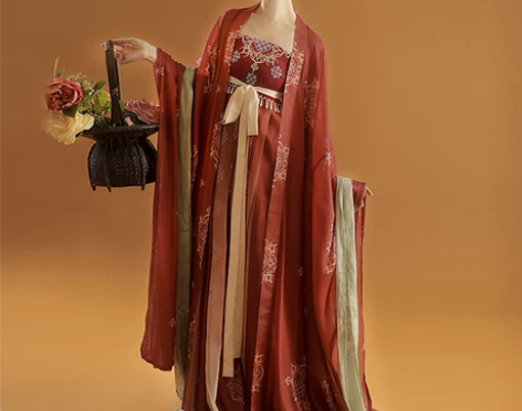 桔屿唐制复原原创汉服连衣裙汉元素女吊带裙古...