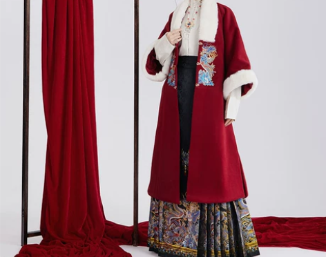 琼玉阁锦绣云螭明制汉服女马面裙披袄织