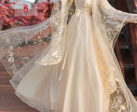 汉服荟原创汉服女古装夏蕾丝绣花超仙中国风襦...