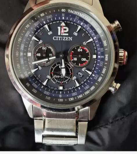 西铁城(CITIZEN)光动能手表男 三眼...