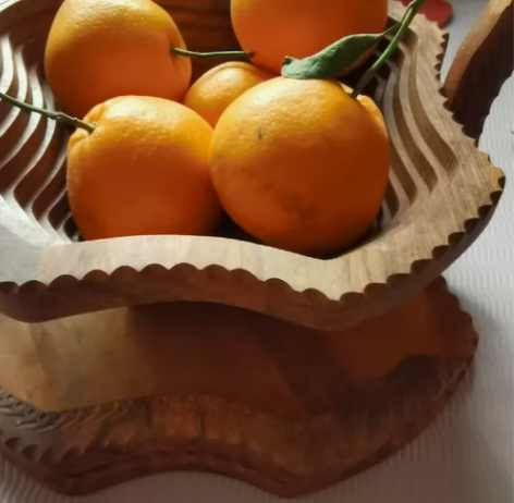 巴基斯坦木制水果篮子，直径30厘米，可以自...