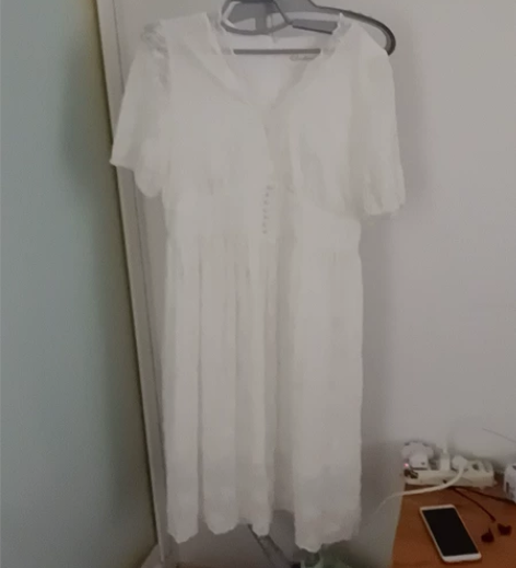 法式公主裙白色 雪纺聚酯纤维面料 九成新 ...