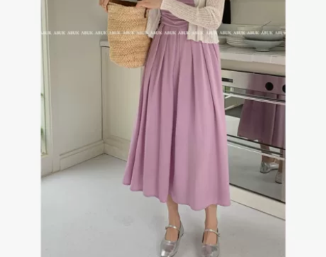 abuk紫色法式吊带裙女高级感白色慵懒A字...