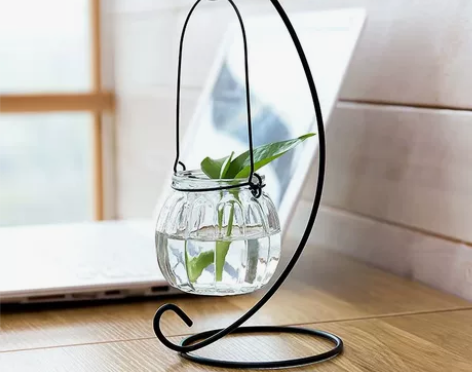 悬挂玻璃花瓶创意透明摆件水培水养植物吊瓶居...