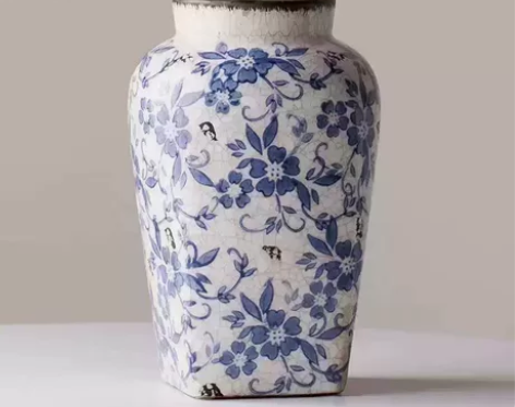 青花瓷花瓶插花客厅摆件中式陶瓷美式装饰复古...