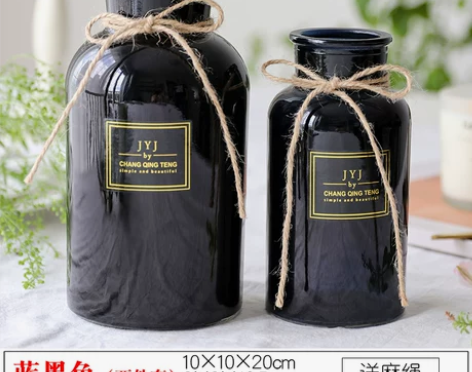 玻璃花瓶彩色插花瓶水培富贵竹绿萝插干花瓶欧...