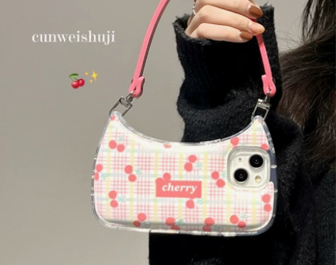 适用iphone14pro手提包樱桃链条m...