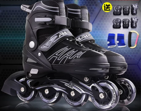 溜冰鞋成人成年旱冰轮滑鞋可调儿童全套装女男...