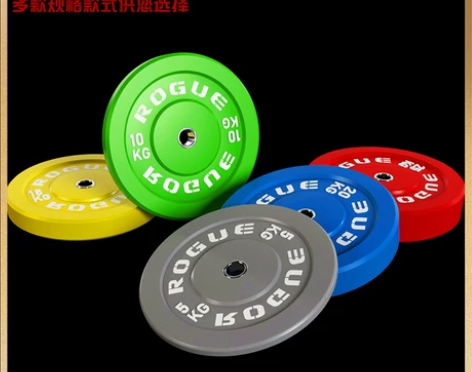杠铃片 新款商用家用健身房PU彩色包胶专业...